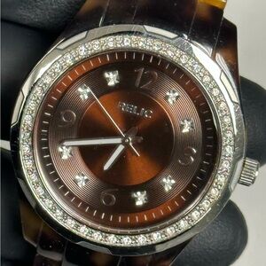 Relic by Fossil ZR11893 tortoise shell Ceramic Gemmed 38mm Dress Watch